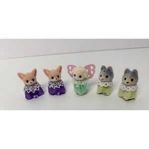 Sylvanian Families Calico Critters Baby Figures Lot of 5 Fox Husky Lamb Fairy
